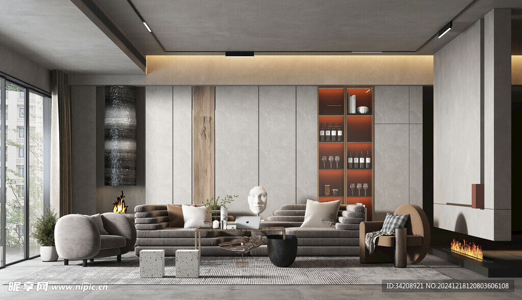 现代简约高级感新中式复古风客厅