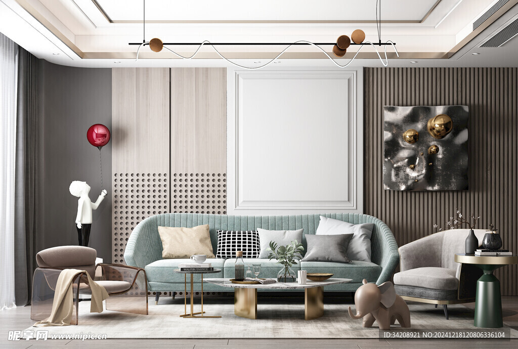 现代简约高级感新中式复古风客厅