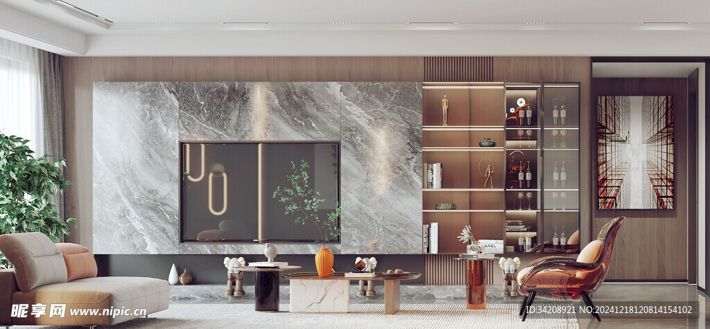 现代简约高级感新中式复古风客厅