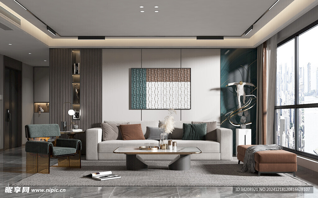 现代简约高级感新中式复古风客厅