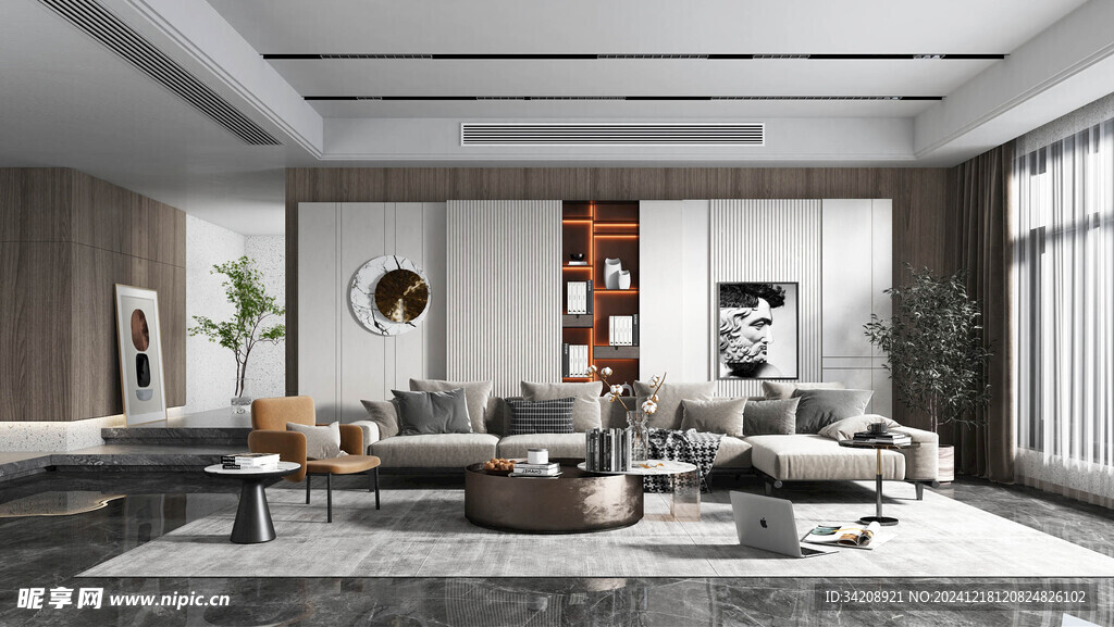 现代简约高级感新中式复古风客厅