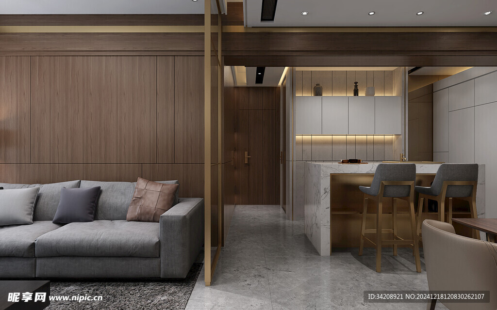 现代简约高级感新中式复古风客厅