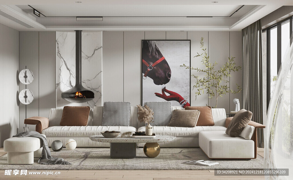 现代简约高级感新中式复古风客厅