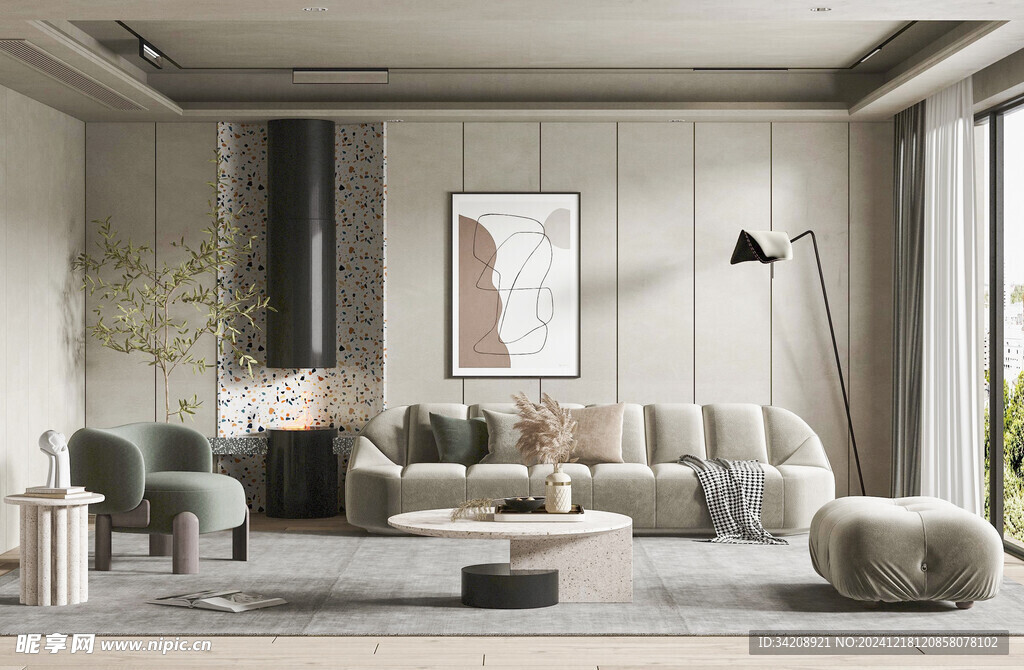 现代简约高级感新中式复古风客厅