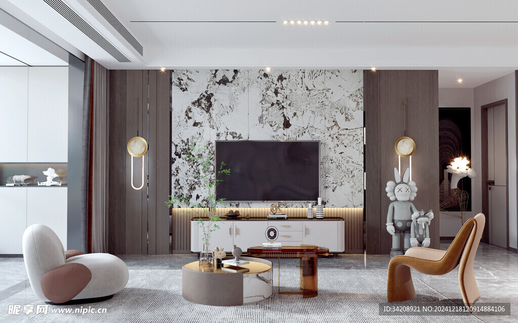 现代简约高级感新中式复古风客厅