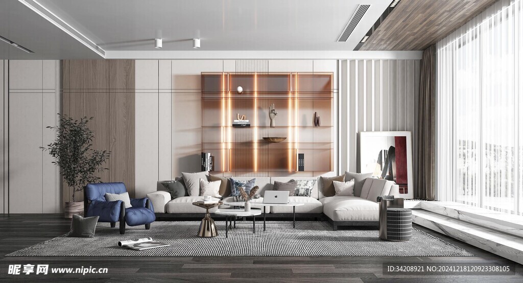 现代简约高级感新中式复古风客厅