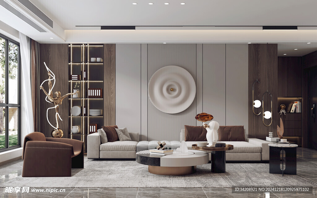 现代简约高级感新中式复古风客厅