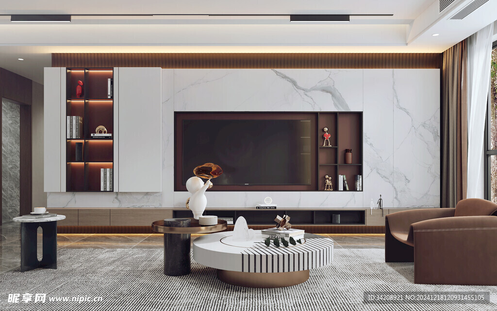 现代简约高级感新中式复古风客厅