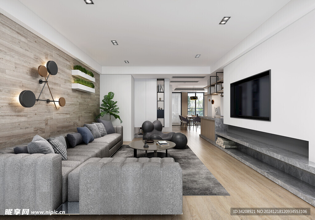 现代简约高级感新中式复古风客厅