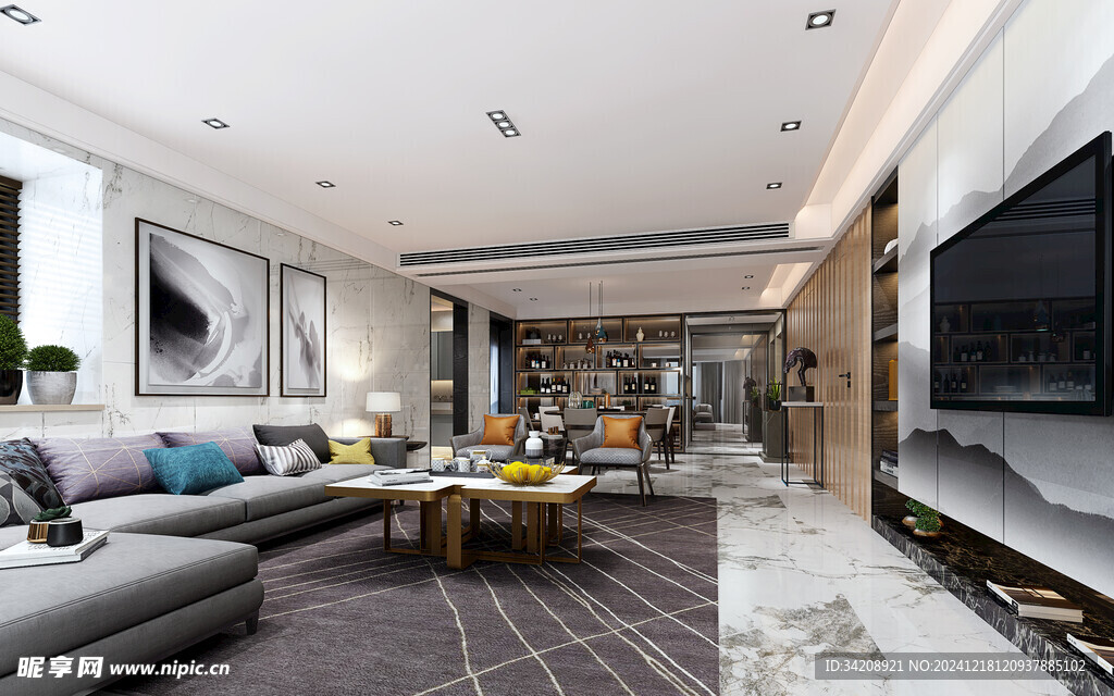 现代简约高级感新中式复古风客厅