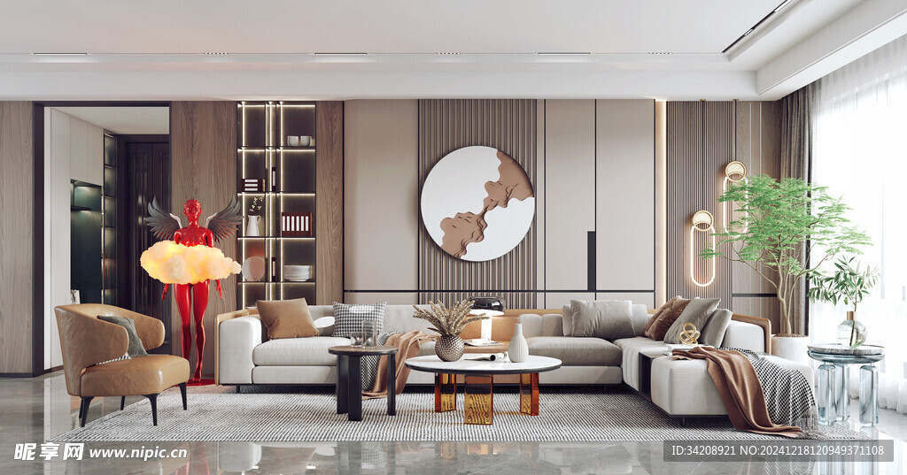 现代简约高级感新中式复古风客厅