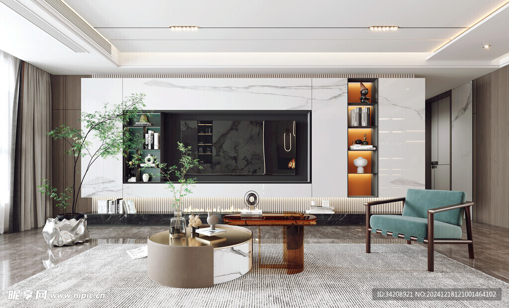 现代简约高级感新中式复古风客厅