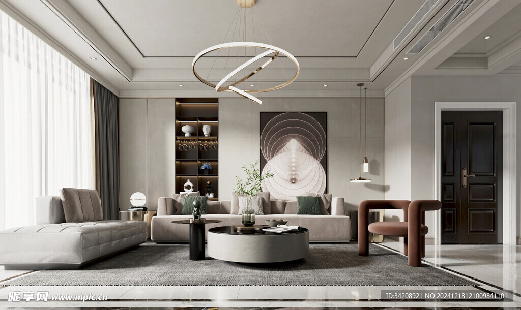 现代简约高级感新中式复古风客厅