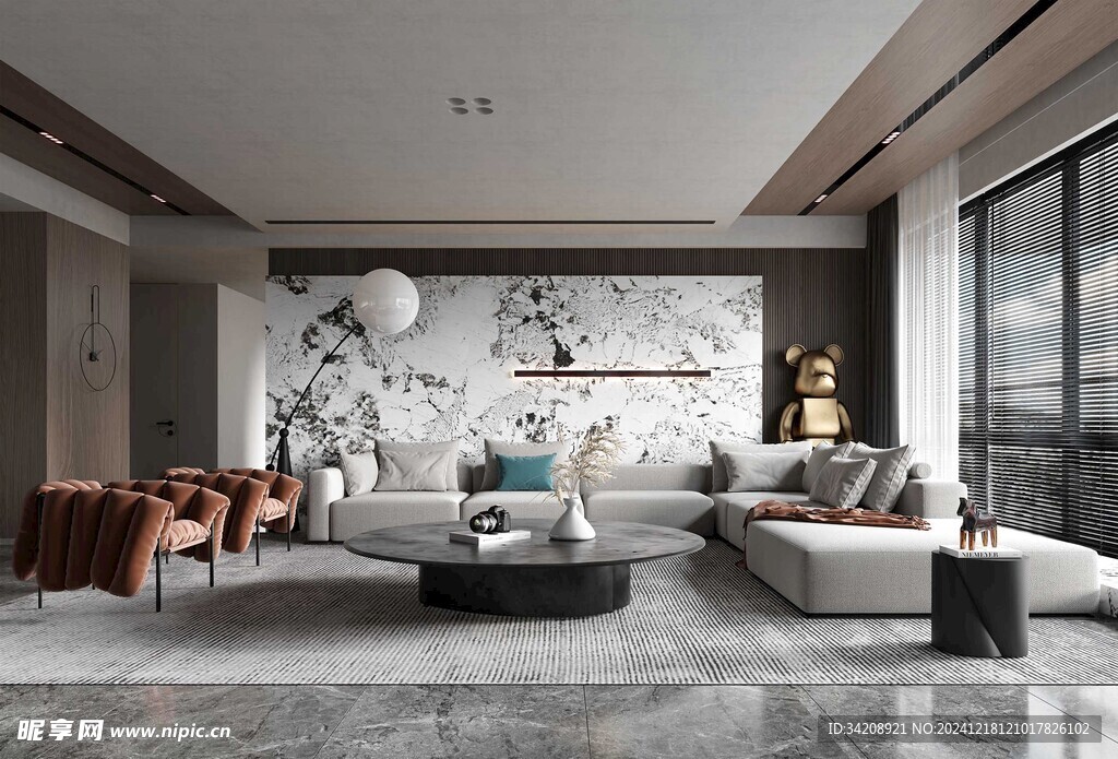 现代简约高级感新中式复古风客厅