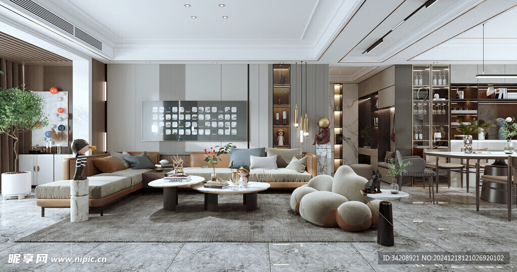 现代简约高级感新中式复古风客厅