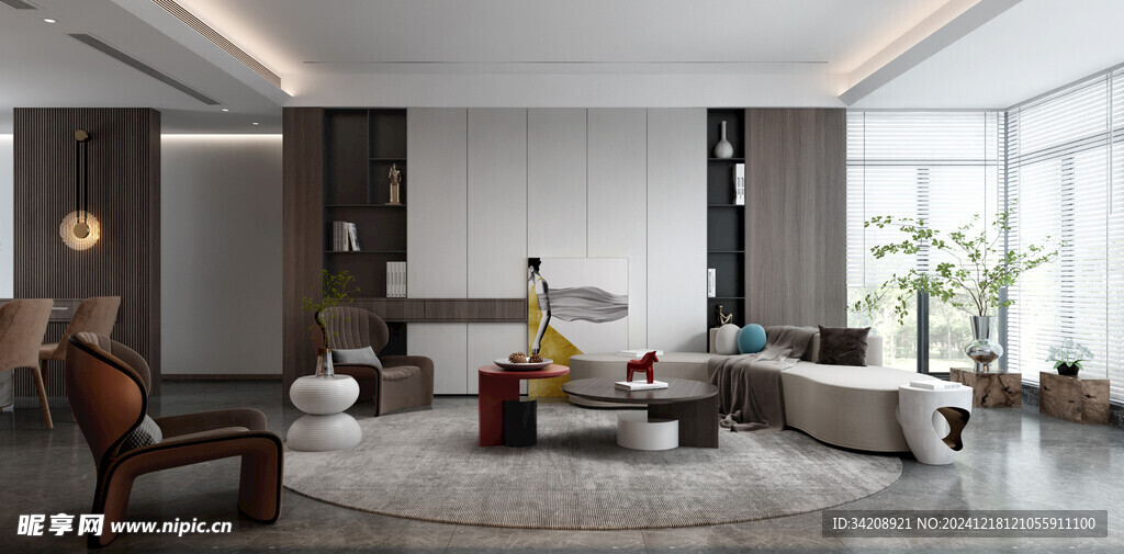 现代简约高级感新中式复古风客厅