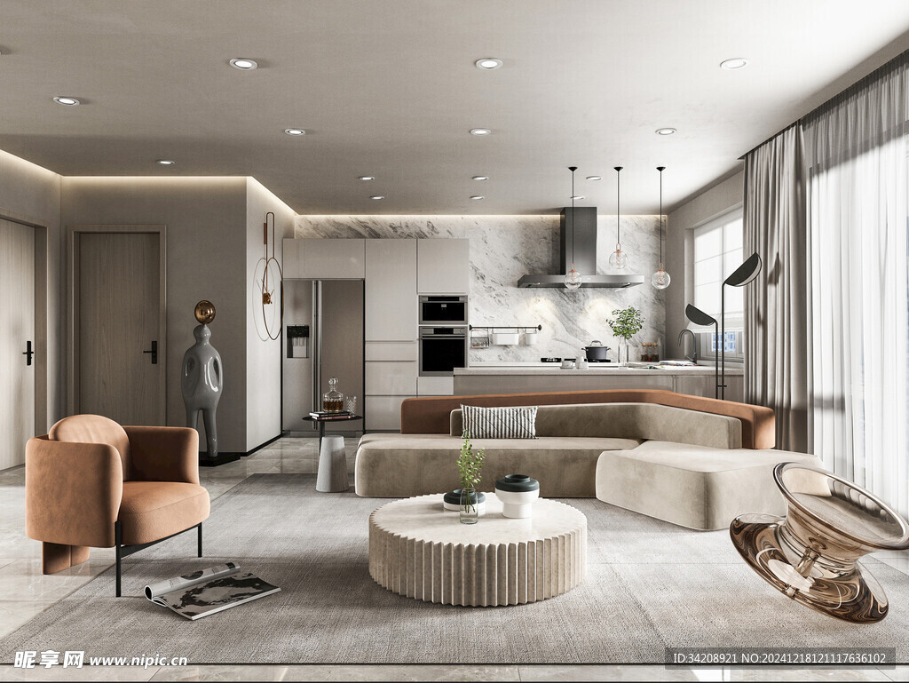 现代简约高级感新中式复古风客厅