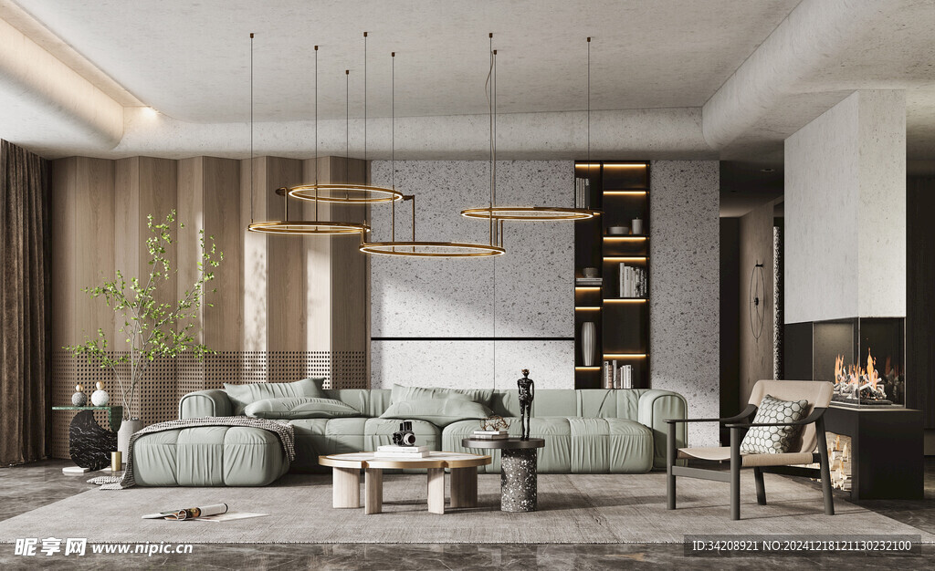 现代简约高级感新中式复古风客厅