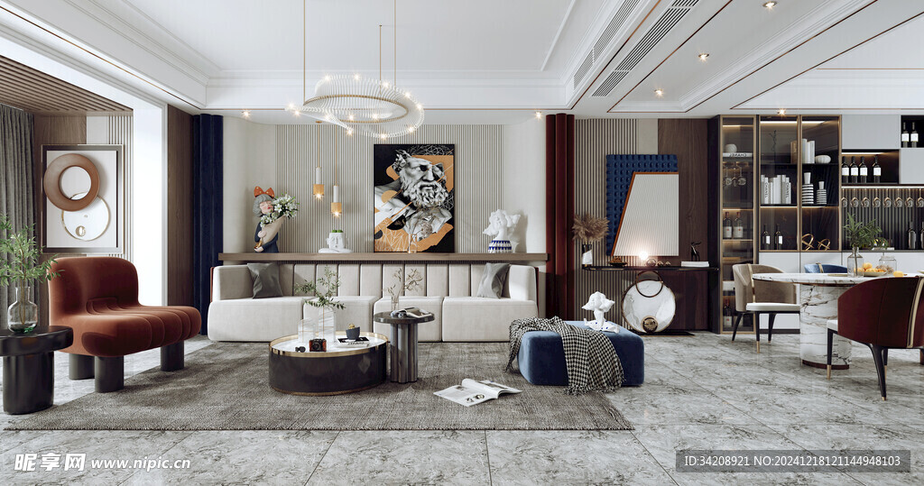 现代简约高级感新中式复古风客厅