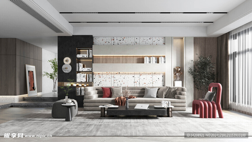 现代简约高级感新中式复古风客厅