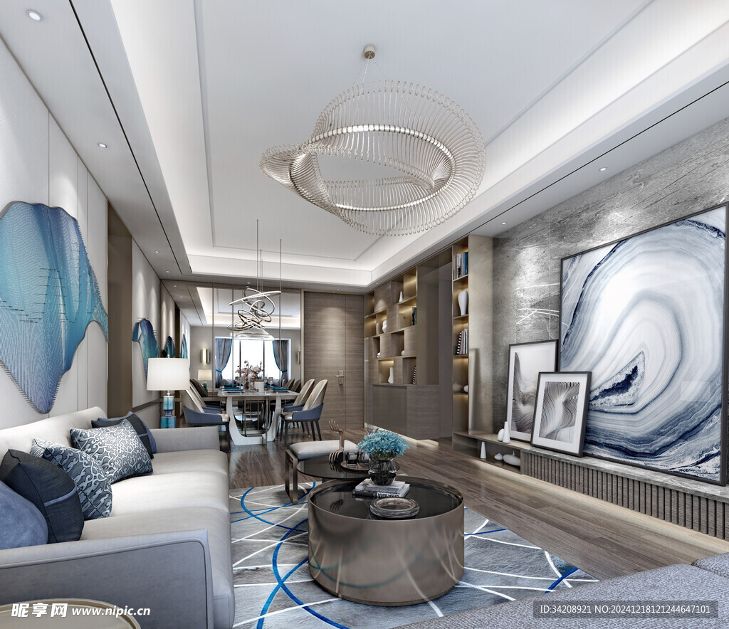 现代简约高级感新中式复古风客厅