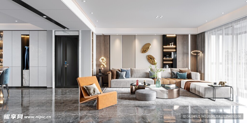 现代简约高级感新中式复古风客厅