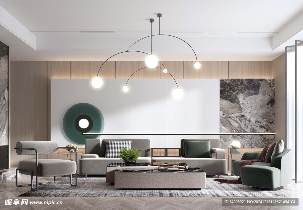 现代简约高级感新中式复古风客厅