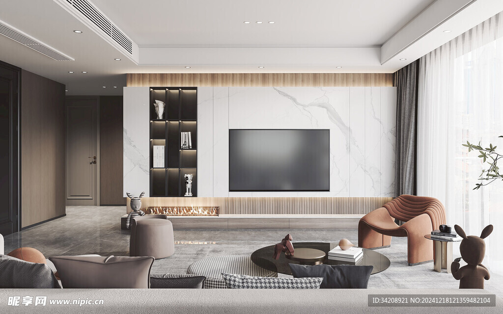 现代简约高级感新中式复古风客厅