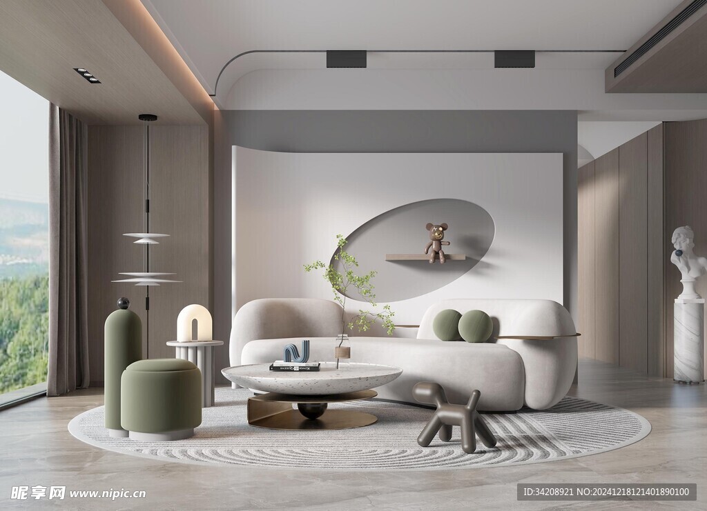 现代简约高级感新中式复古风客厅