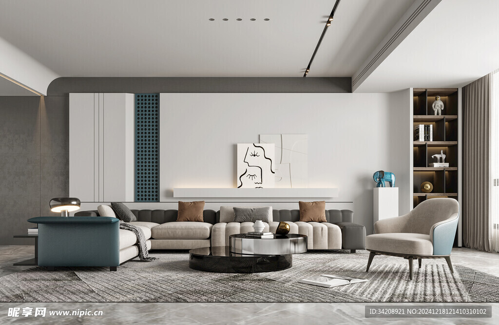 现代简约高级感新中式复古风客厅