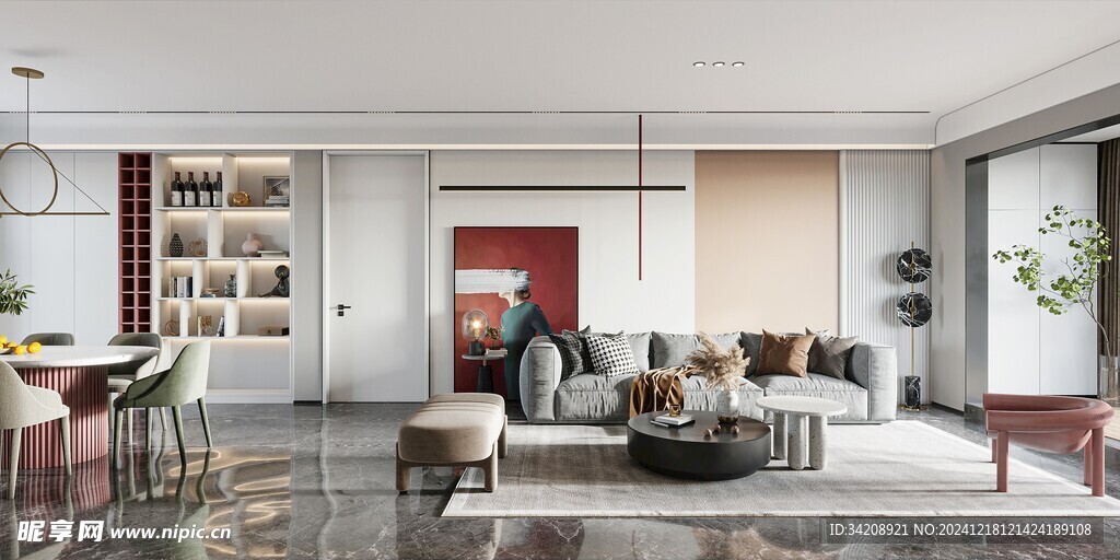 现代简约高级感新中式复古风客厅