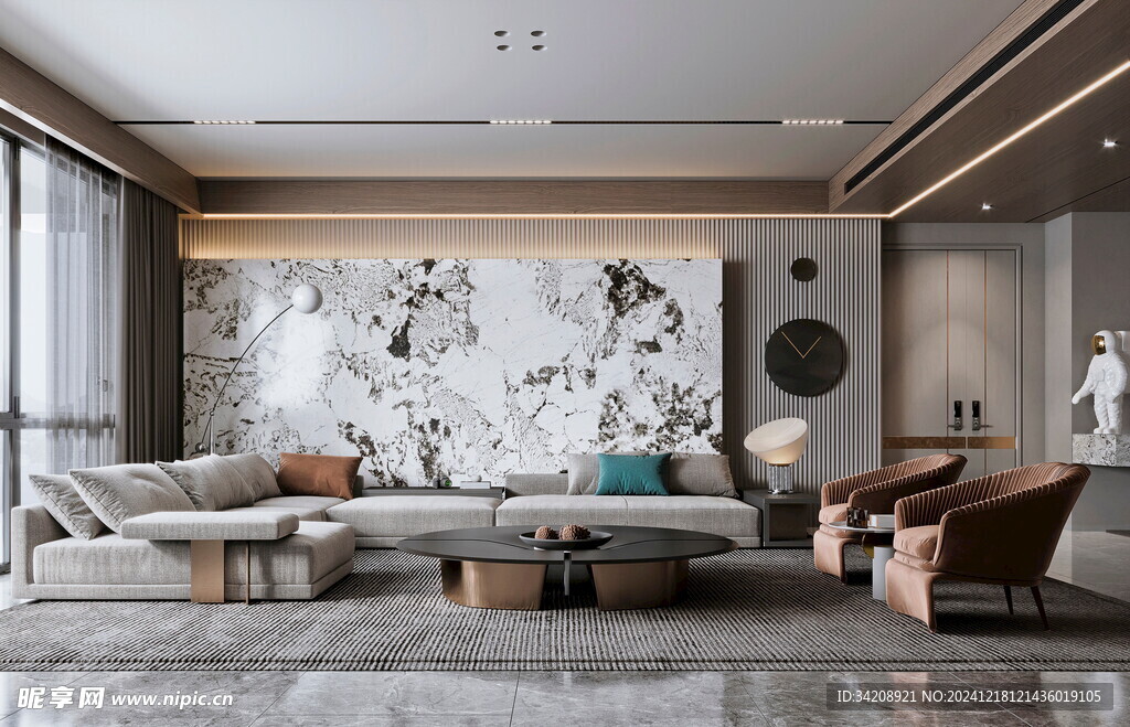 现代简约高级感新中式复古风客厅