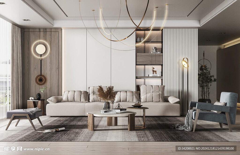 现代简约高级感新中式复古风客厅