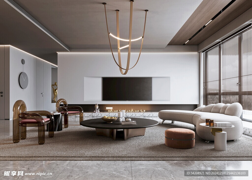 现代简约高级感新中式复古风客厅