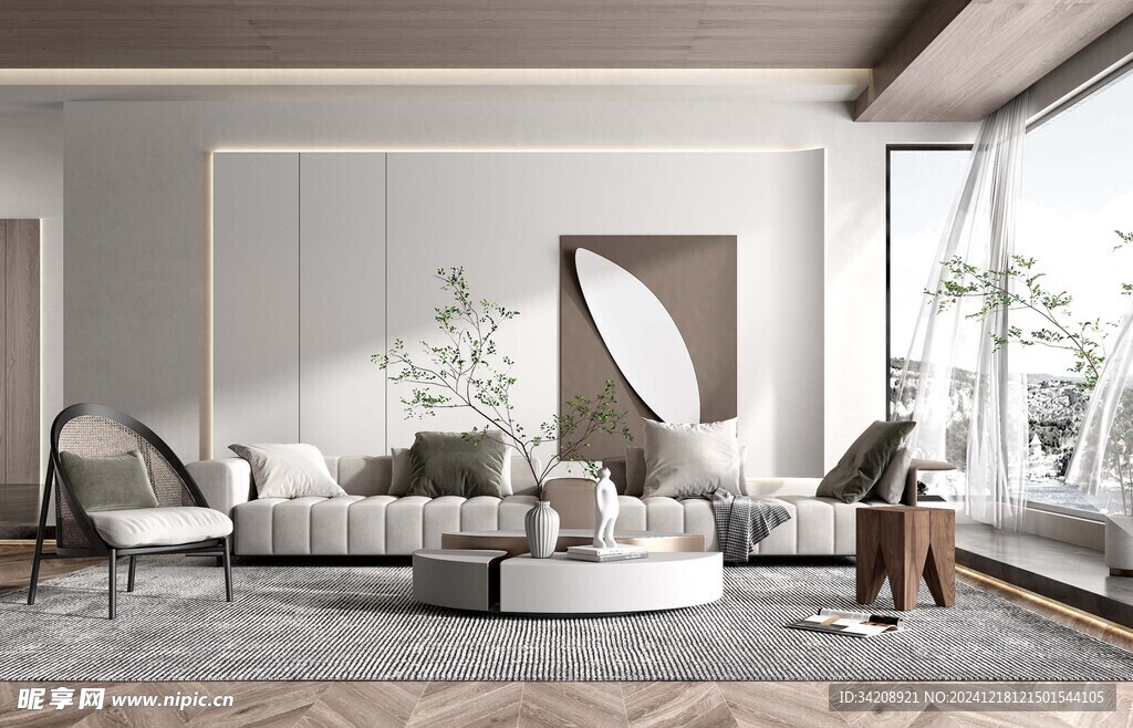 现代简约高级感新中式复古风客厅