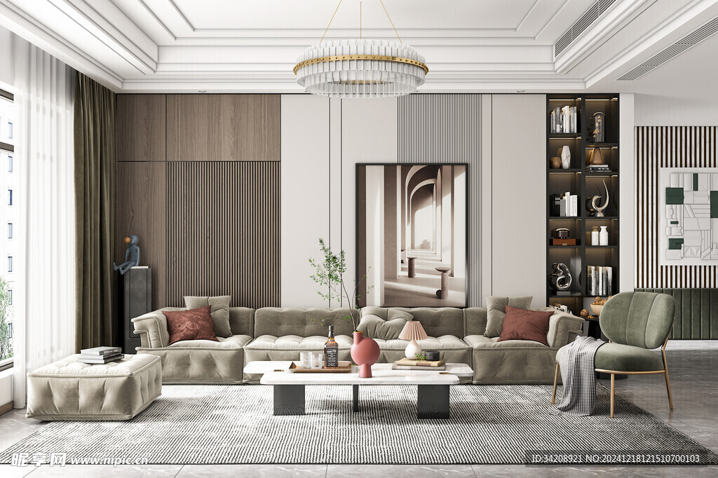 现代简约高级感新中式复古风客厅