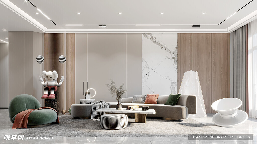 现代简约高级感新中式复古风客厅