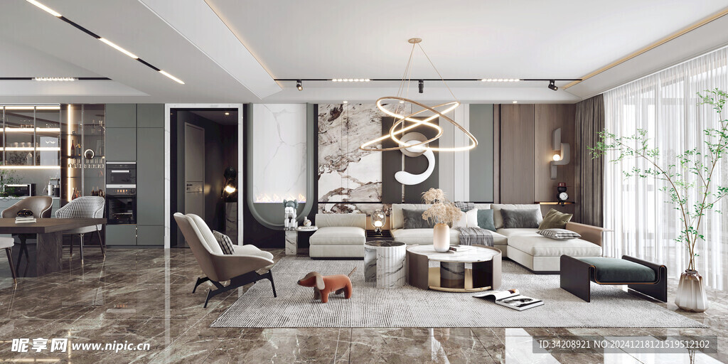 现代简约高级感新中式复古风客厅