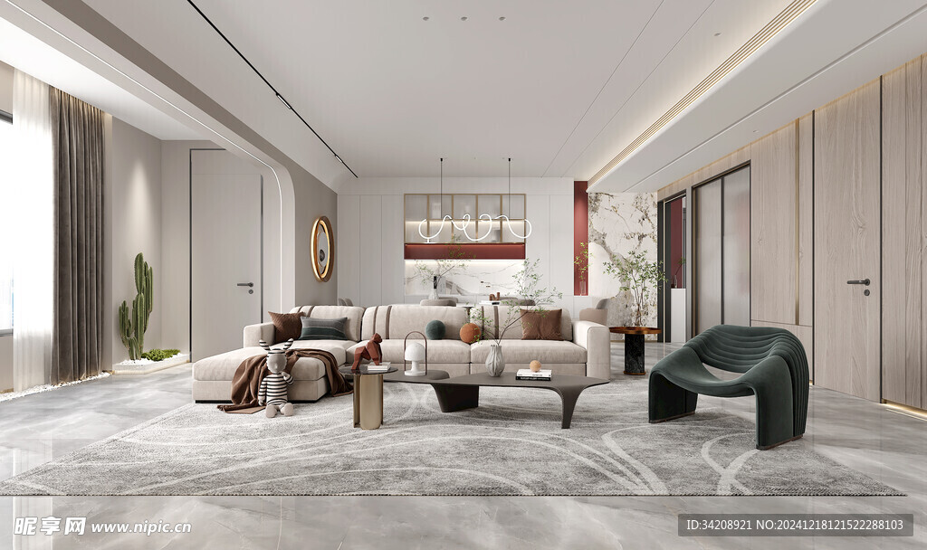 现代简约高级感新中式复古风客厅