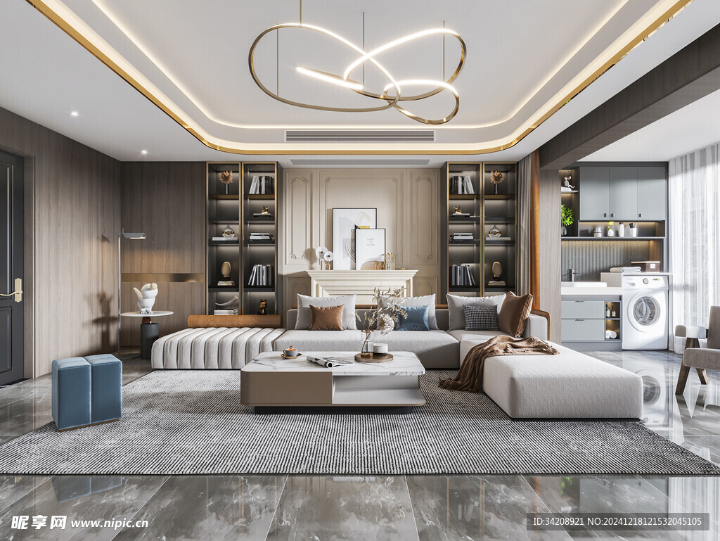 现代简约高级感新中式复古风客厅