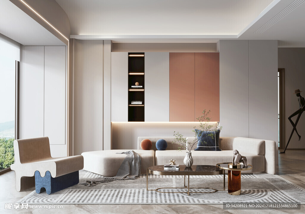 现代简约高级感新中式复古风客厅