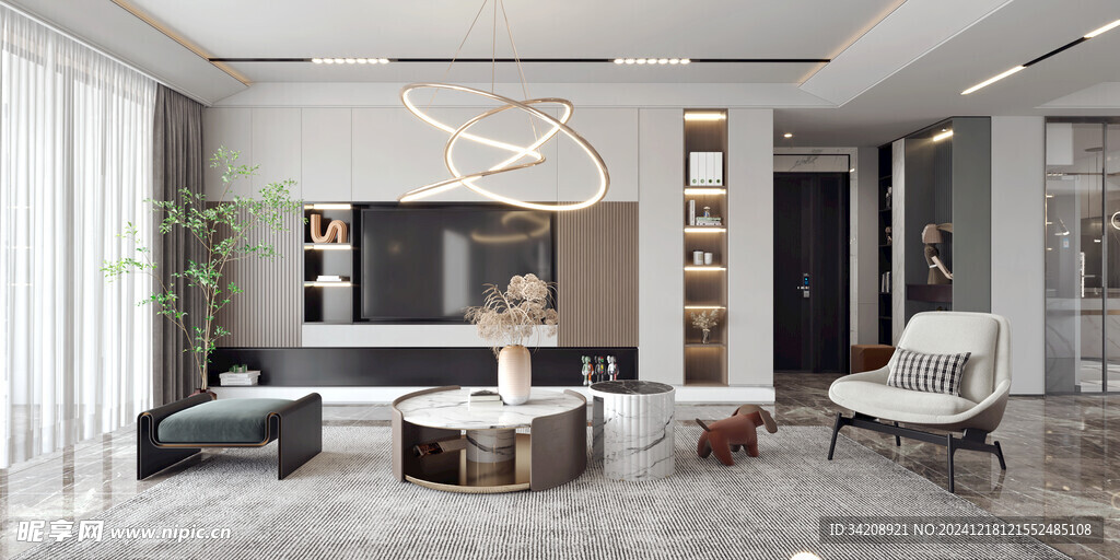 现代简约高级感新中式复古风客厅