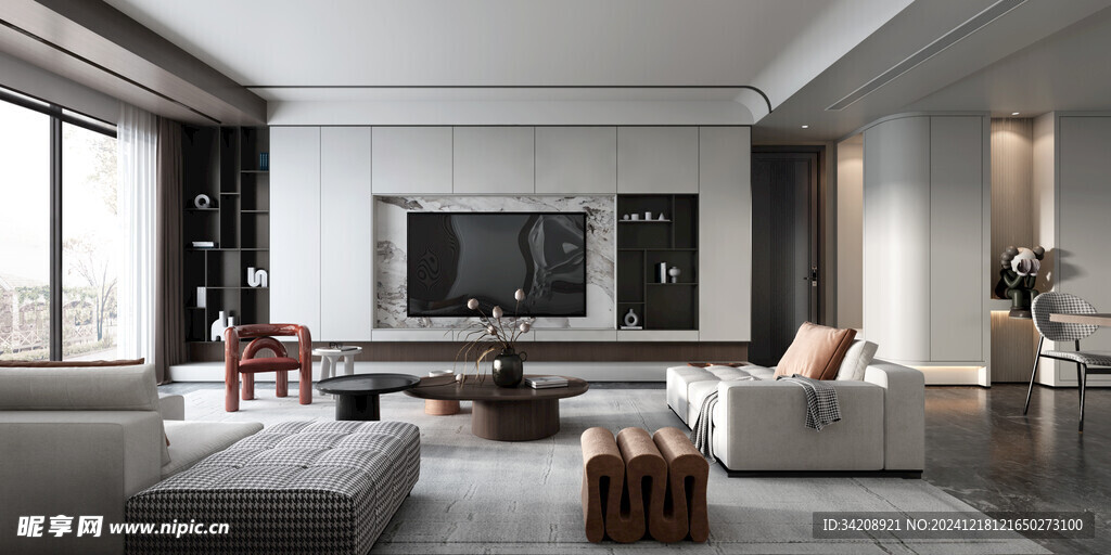 现代简约高级感新中式复古风客厅