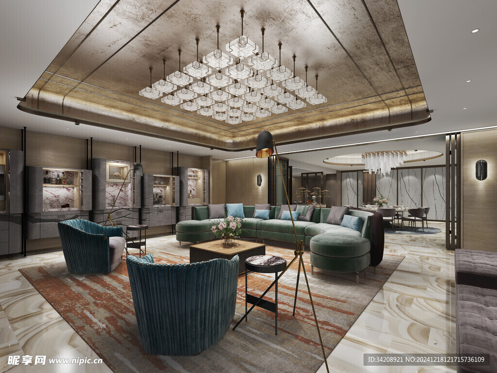 现代简约高级感新中式复古风客厅