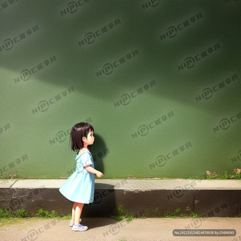 幼儿园小女孩立定跳远 侧身视图