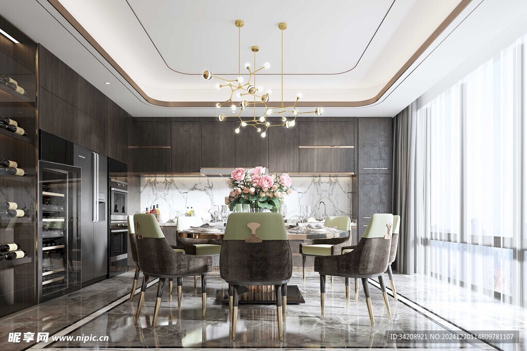 新中式家居装修复古风餐厅餐边柜