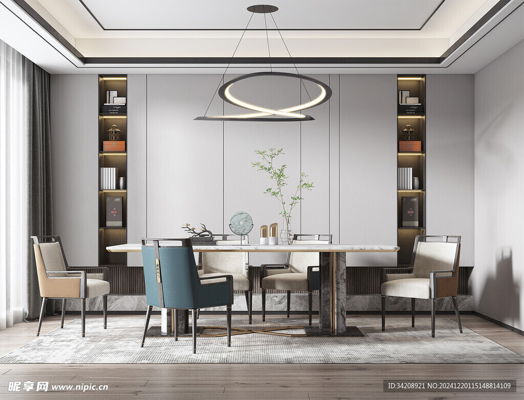 新中式家居装修复古风餐厅餐边柜