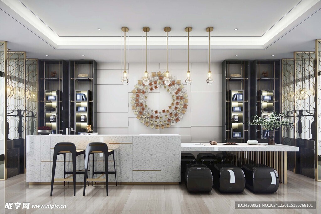 新中式家居装修复古风餐厅餐边柜