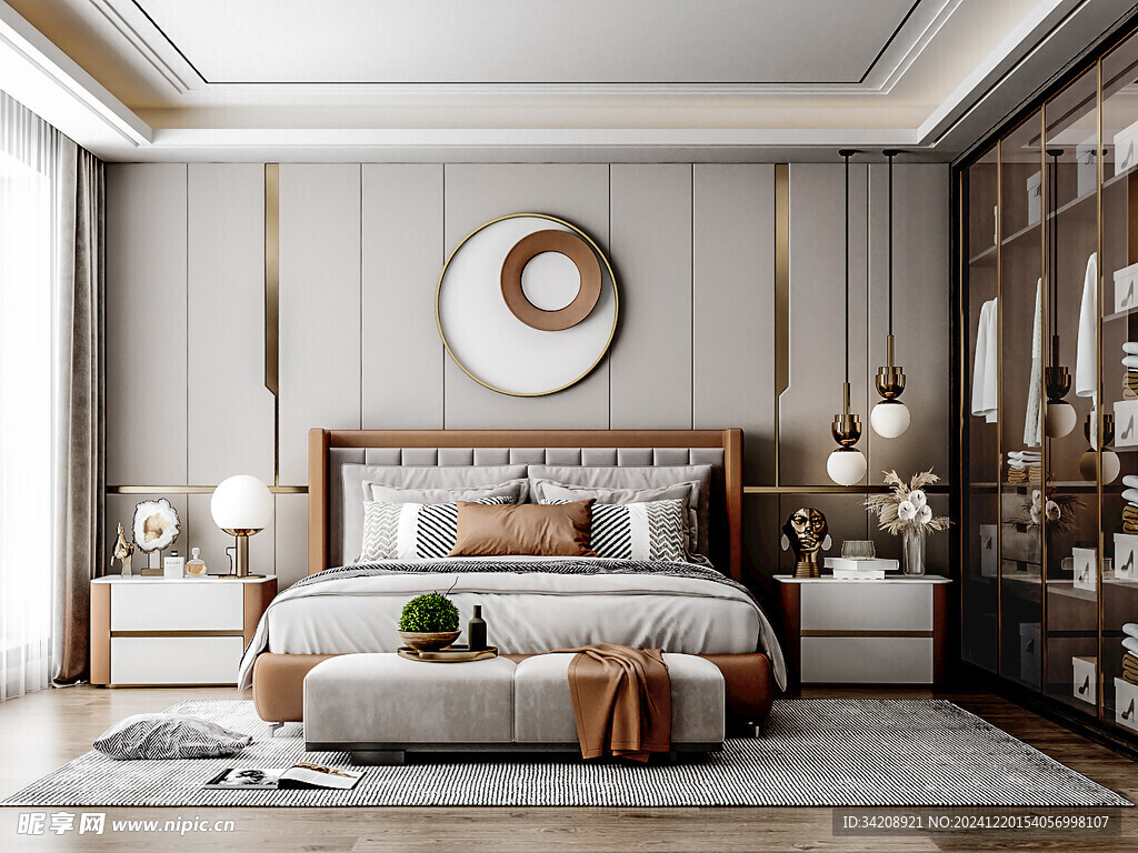 柜子硬装设计装修饰卧室软装现代