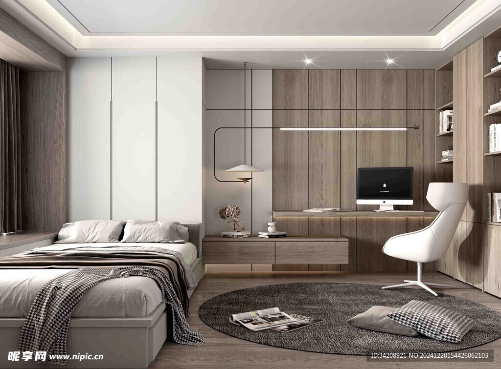 小空间次卧室室内设计现代简约风